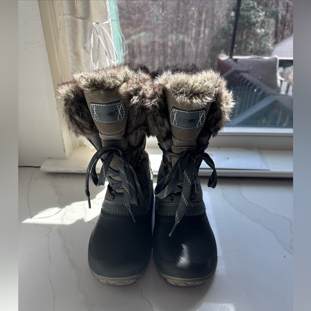 Khombu Brown Faux-Fur Lace-Up Winter Boots